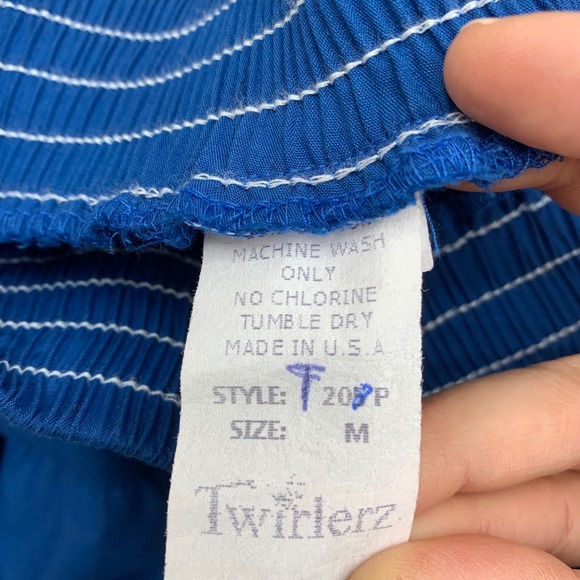 VTG Twirlerz‎ Swing Dancing Women's Blue Tiered Maxi Skirt Elastic Sz M Flowy - Picture 5 of 7